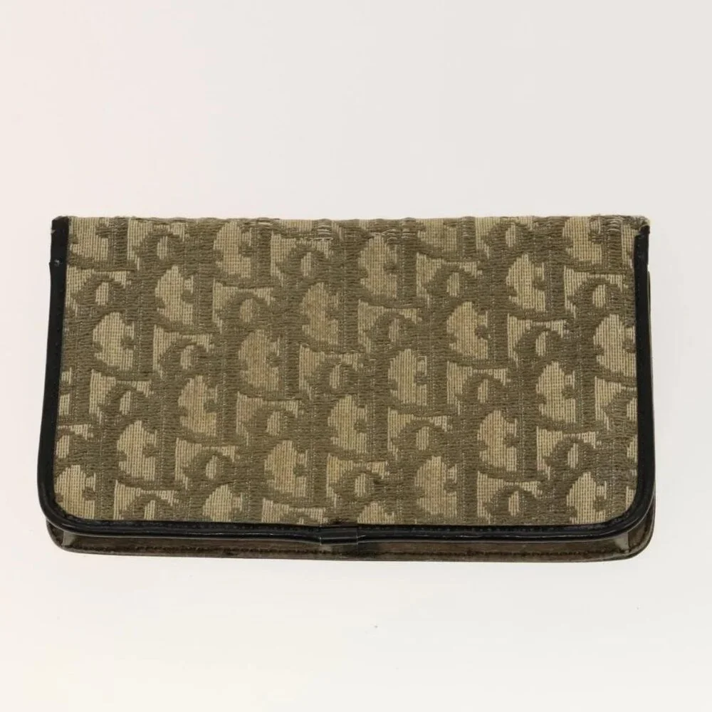 Christian Dior Trotter Canvas Wallet Leather 4 Set Pink Navy Brown Auth bs28476
